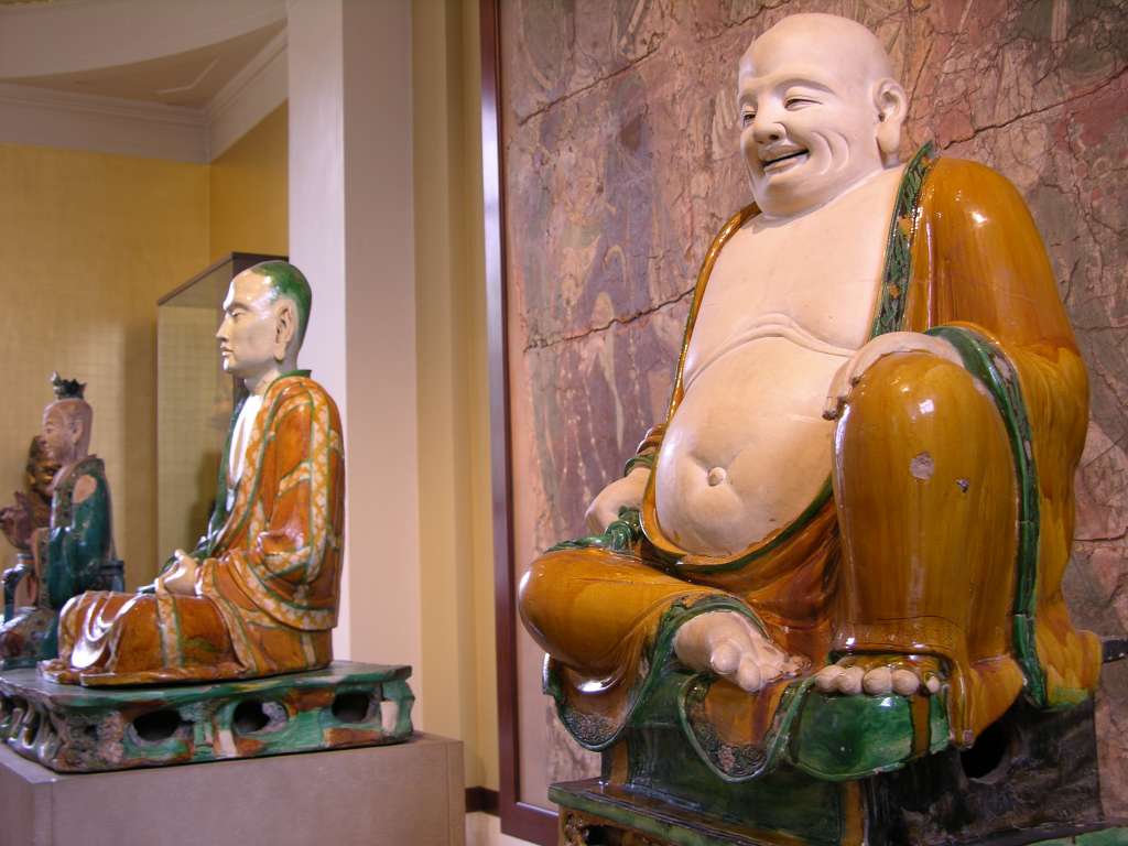 British Museum Top 20 Buddhism 07 Budai Laughing Buddha and Luohan 7. Budai Laughing Buddha and Luohan � North China, 1486AD, 2m high. Luohan � North China, 907-1125Ad, 1.3m high. The fat, smiling monk Budai is sometimes regarded as an incarnation of the Future Buddha, Maitreya. To his left is a 1.3m high stoneware luohan from northern China, dating from 907-1125 AD. A luohan (Sanskrit: arhat) was a disciple of the Buddha, who had magical powers and could stay alive indefinitely to preserve the Buddha's teachings.